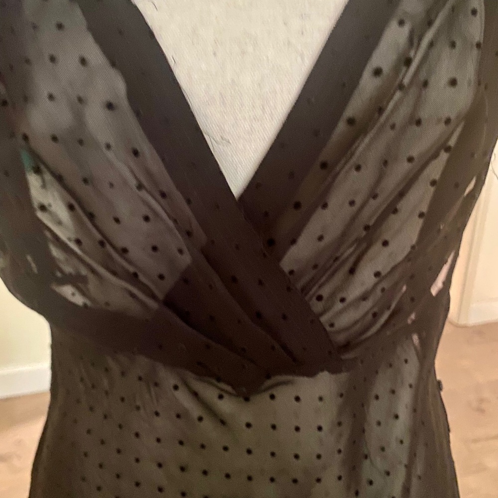 Charles Nolan NWT Sheer Black Swiss Dot Silk Blouse Size 6